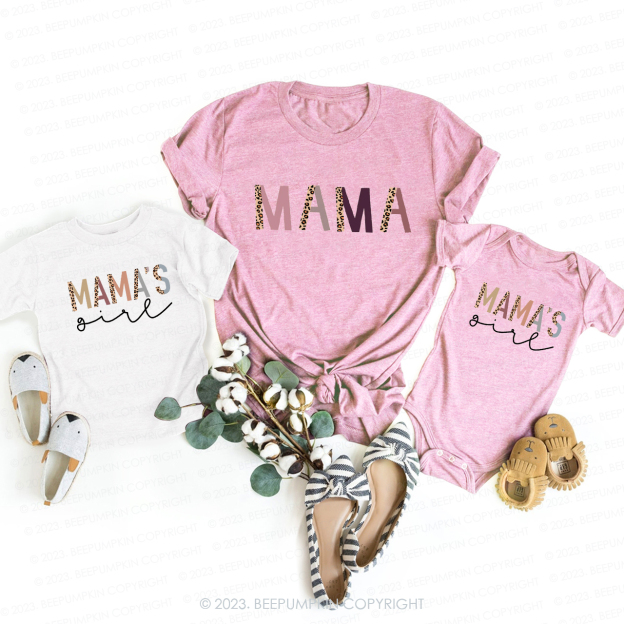 Retro Mamas Girl Leopard Print Mom&Me Matching Tees