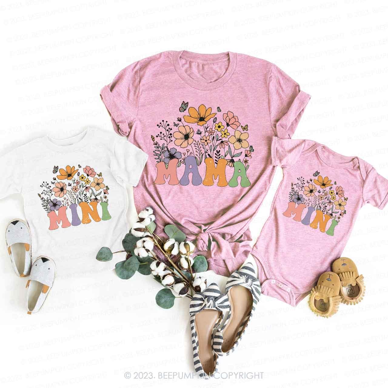 Mama And Mini Flower Boho Mom&Me Matching Tees