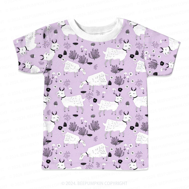 Goat And Purple Meadow All Over Print Kids Tees 