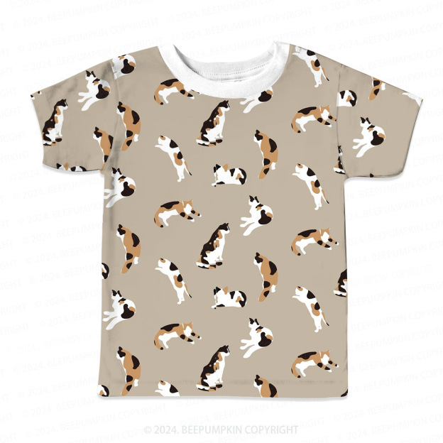 Spotted Plaid Cat All Over Print Kids Tees