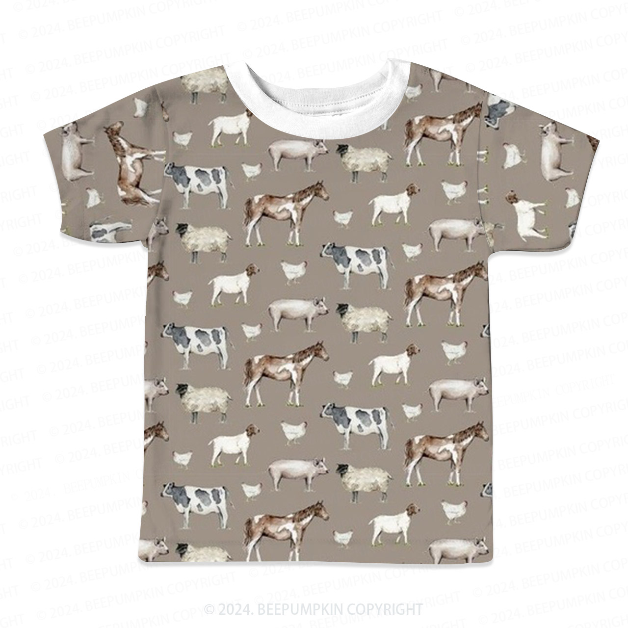 Horse Sheep Chicken All Over Print Kids Tees