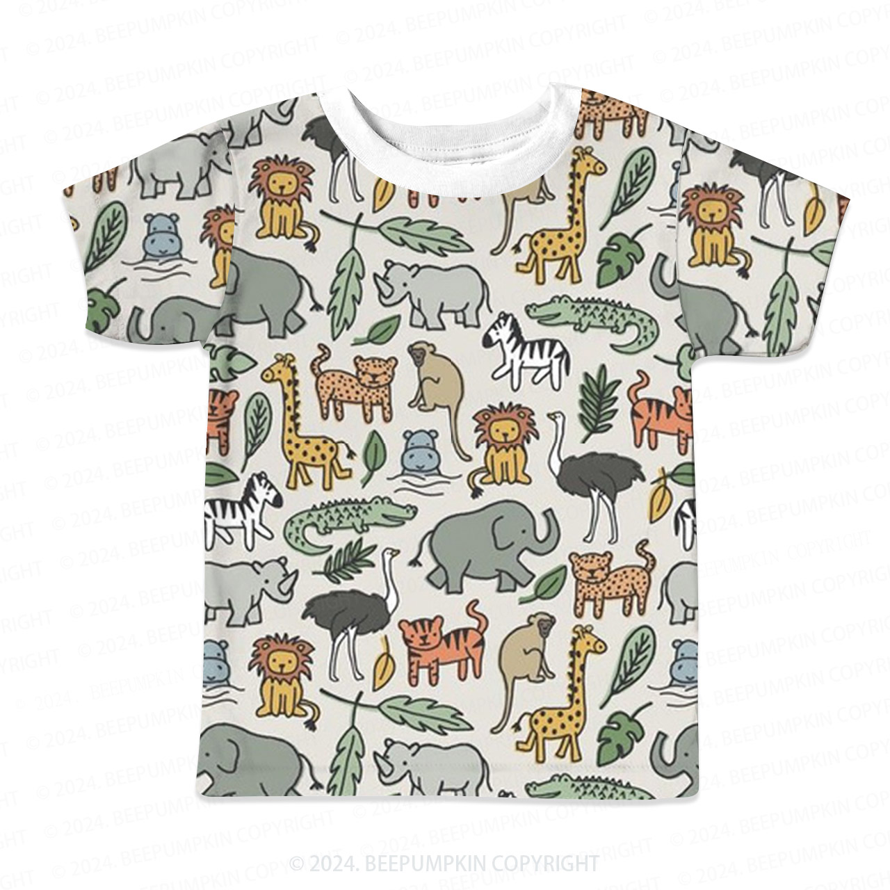 Safari Colorful Zoo All Over Print Kids Tees