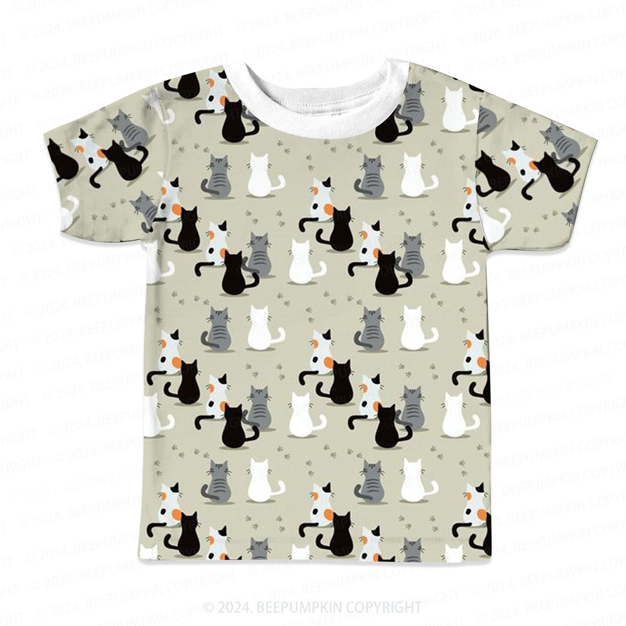 Cat's Back And Footprints  All Over Print Kids Tees