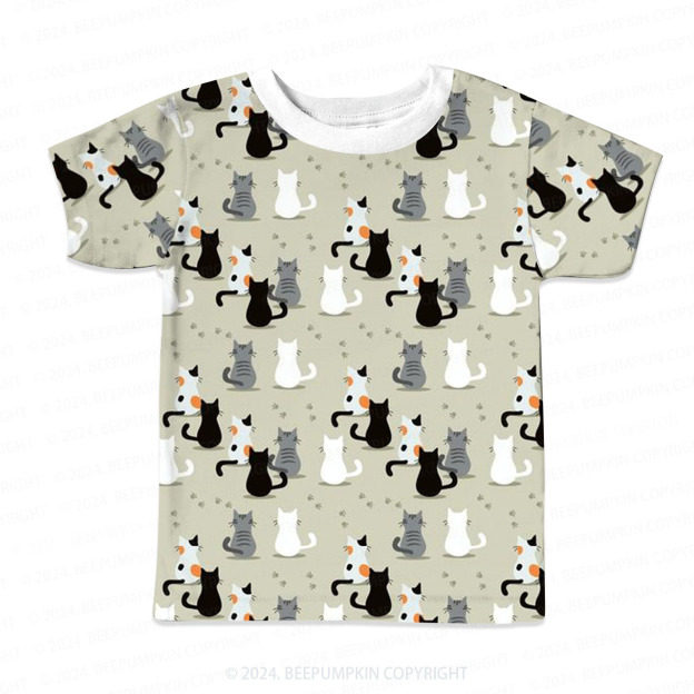 Cat's Back And Footprints  All Over Print Kids Tees