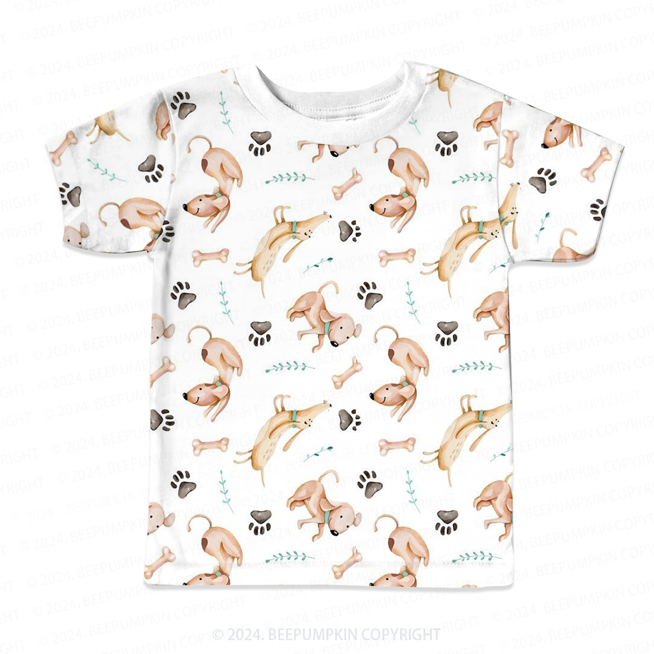 Dogs Grabbing Bones All Over Print Kids Tees 