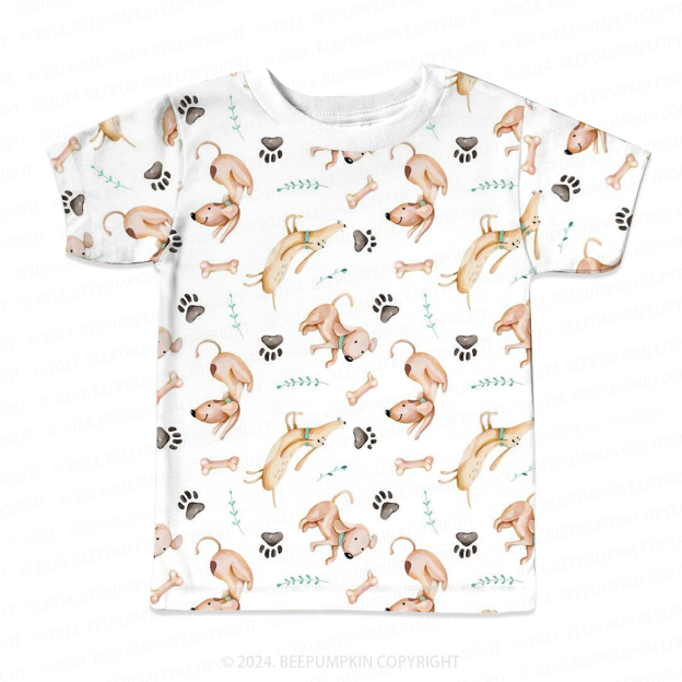 Dogs Grabbing Bones All Over Print Kids Tees