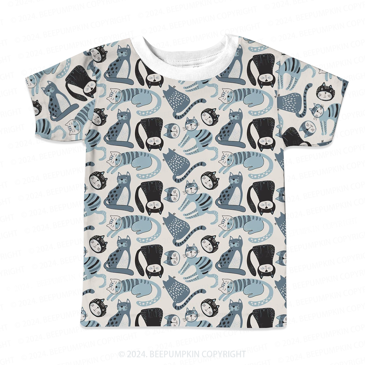 Abstract Art Cat All Over Print Kids Tees 