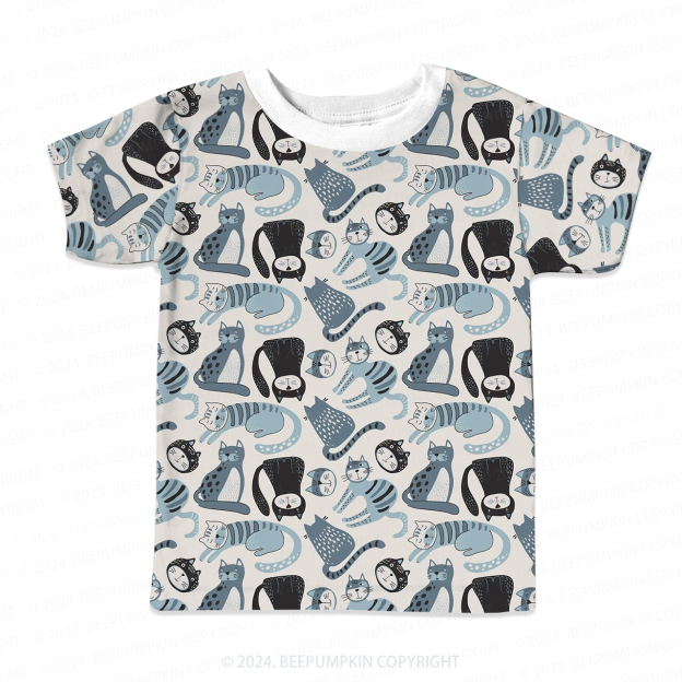 Abstract Art Cat All Over Print Kids Tees