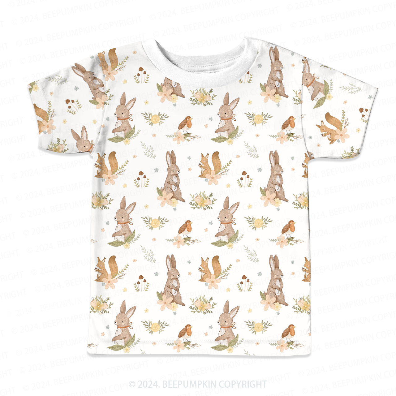 Curious Squirrel And Birde All Over Print Kids Tees