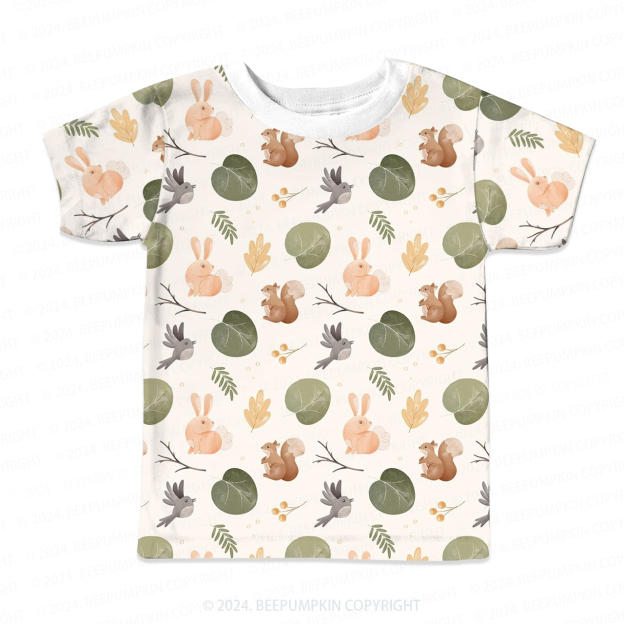 Rabbit Squirrel Bird All Over Print Kids Tees 