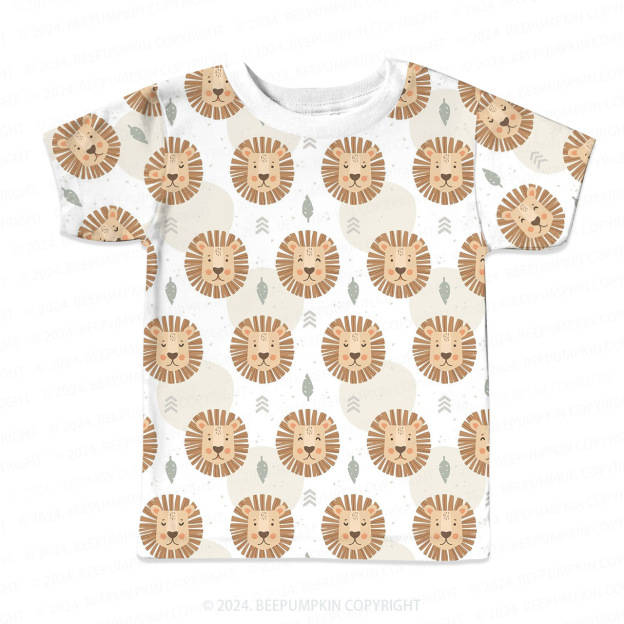 Lion Head Expression All Over Print Kids Tees 