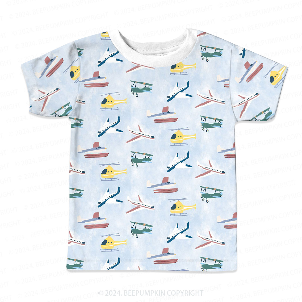 Aviation Helicopter Plane All Over Print Kids Tees 