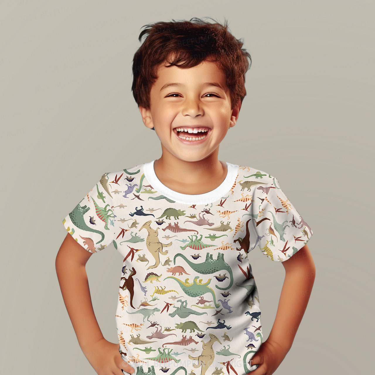 Various Dinosaurs Parks All Over Print Kids Tees 