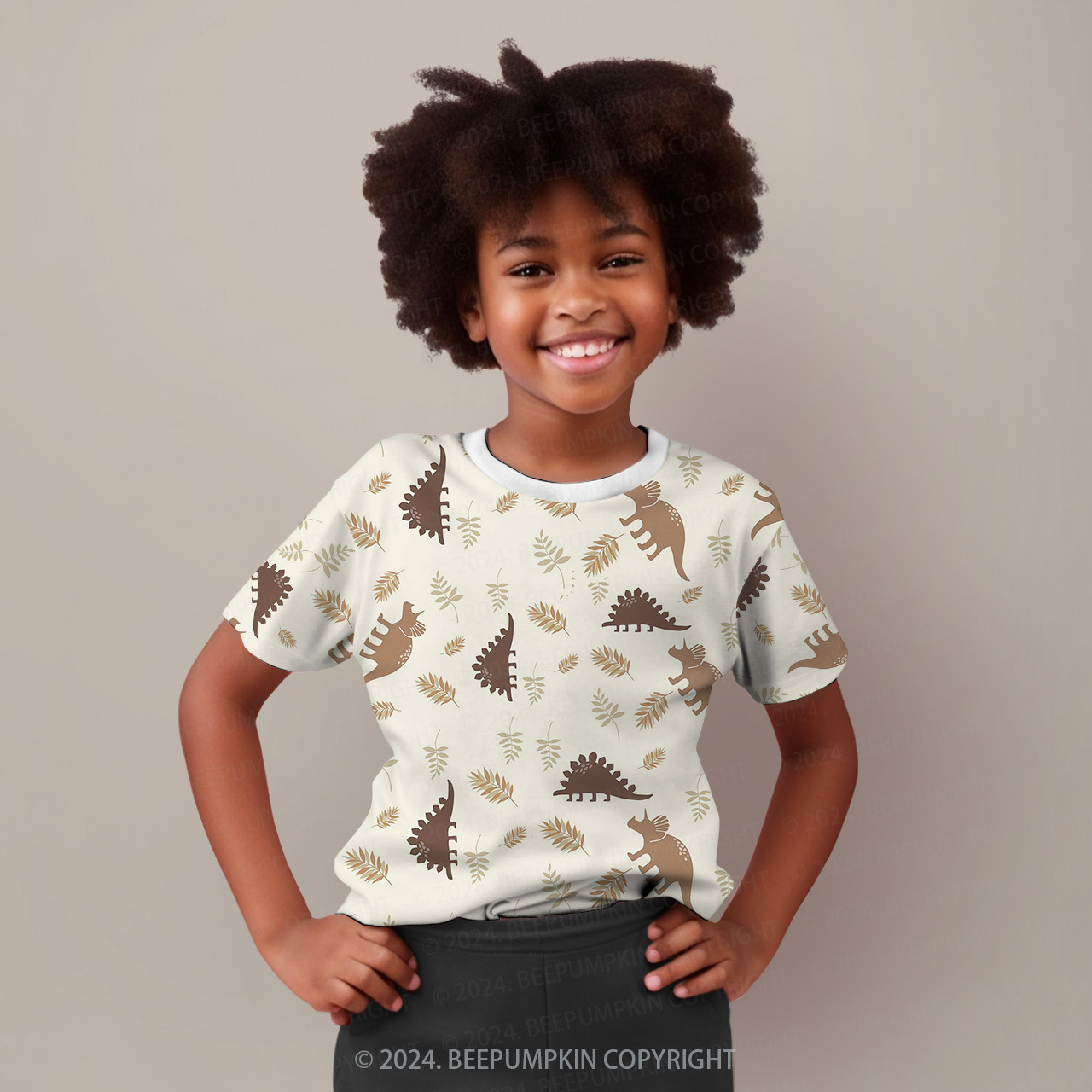 Coniferous Dinosaur Silhouette All Over Print Kids Tees