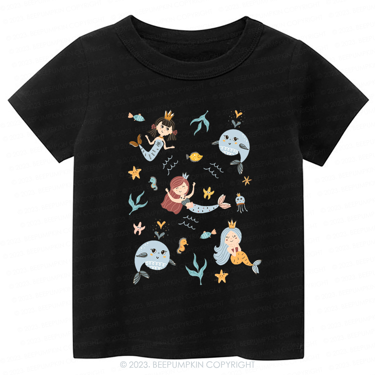 Cute Mermaid Girl Beach Kids Shirt