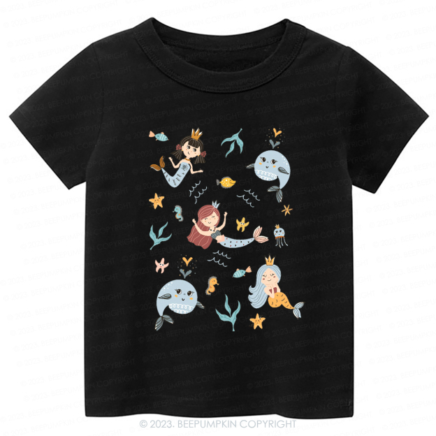 Cute Mermaid Girl Beach Kids Shirt