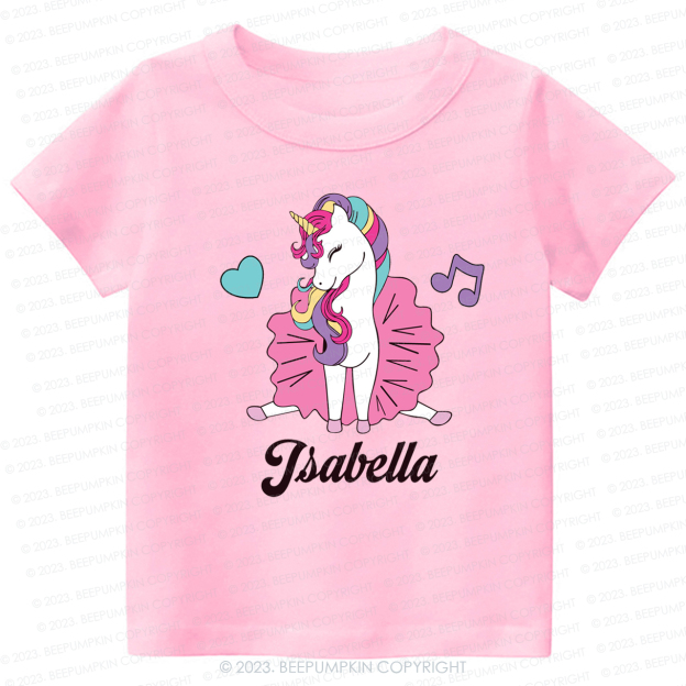 Unicorn Music Custom Name Kids Shirt