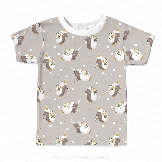 Floral Hedgehog All Over Print Kids Tees
