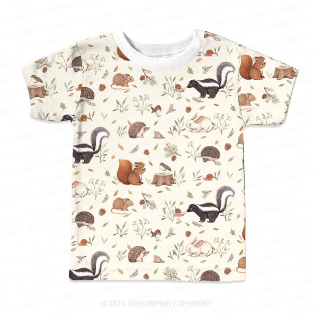 Forest Playful Animals All Over Print Kids Tees