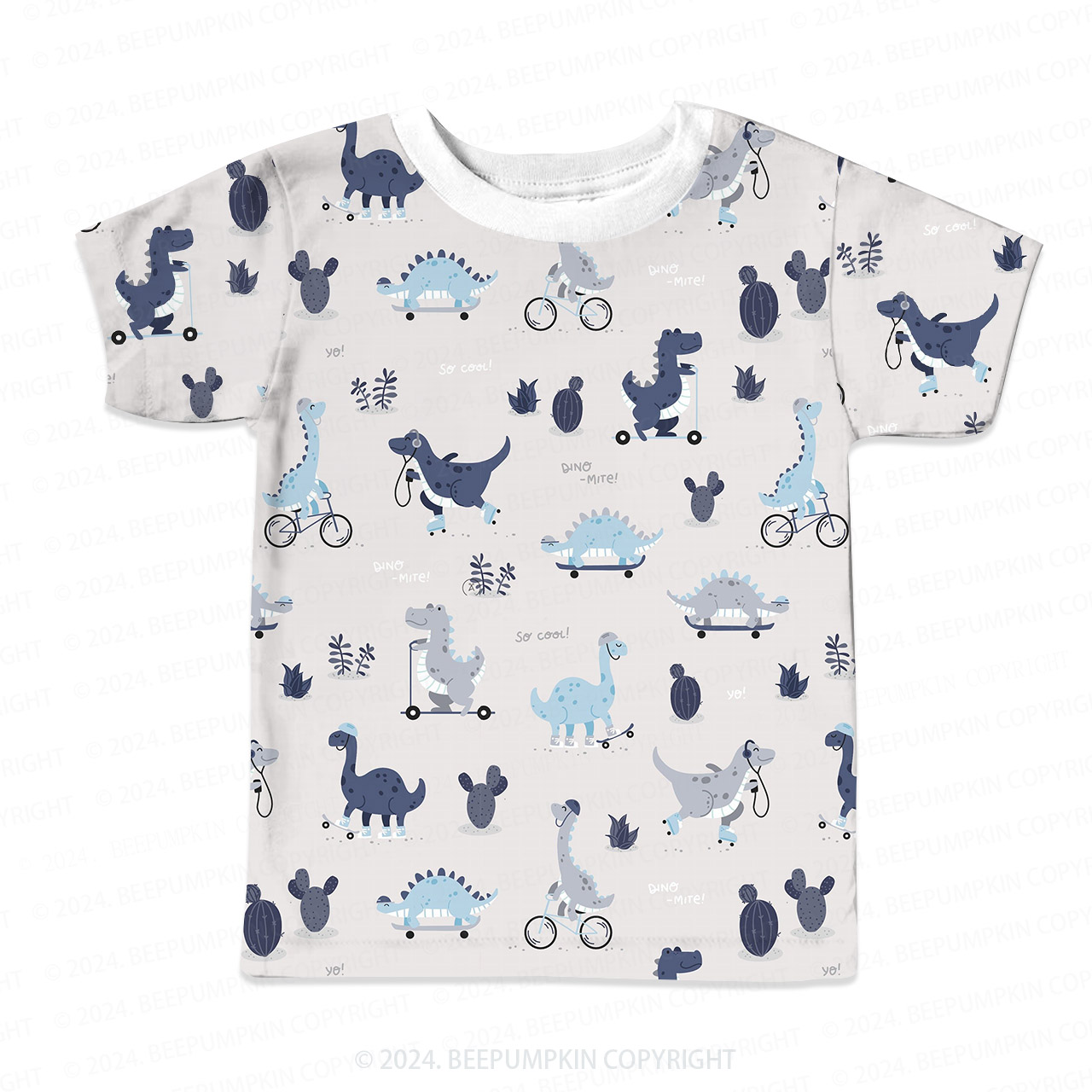 City Riding Dinosaur All Over Print Kids Tees