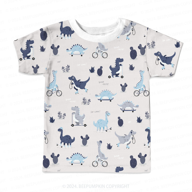 City Riding Dinosaur All Over Print Kids Tees