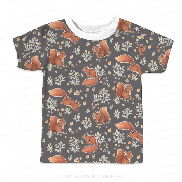 Squirrel In The Garden All Over Print Kids Tees