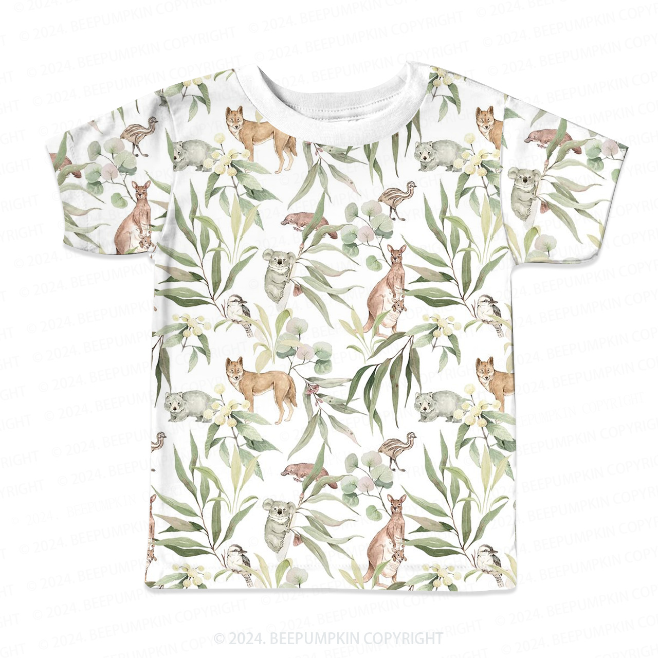 Animals Surrounded By Leaves All Over Print Kids Tees