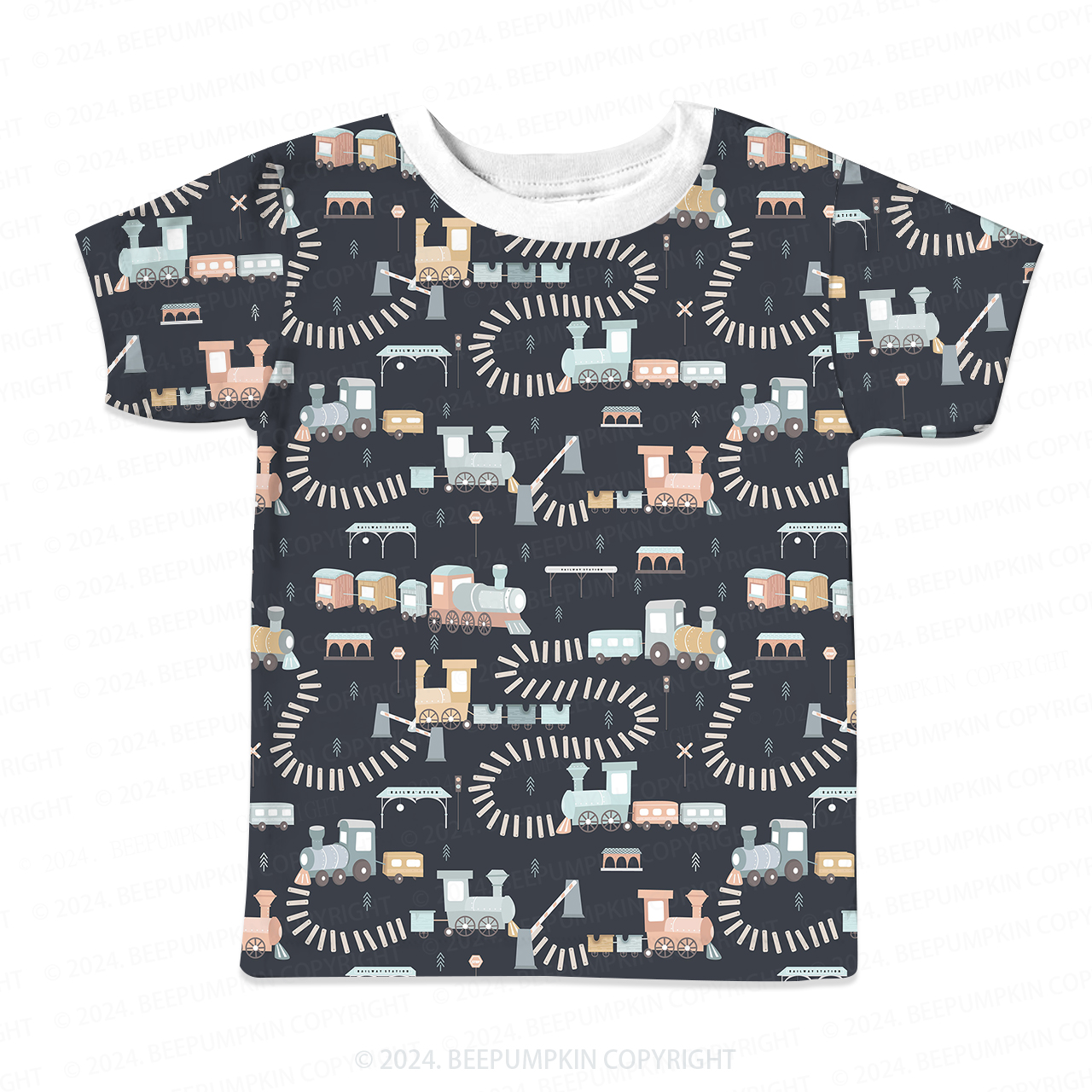 Running Retro Train All Over Print Kids Tees 