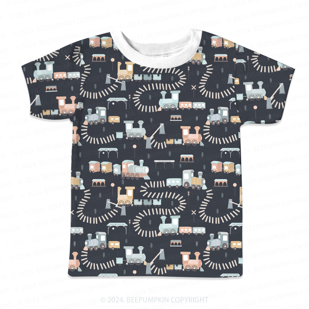 Running Retro Train All Over Print Kids Tees