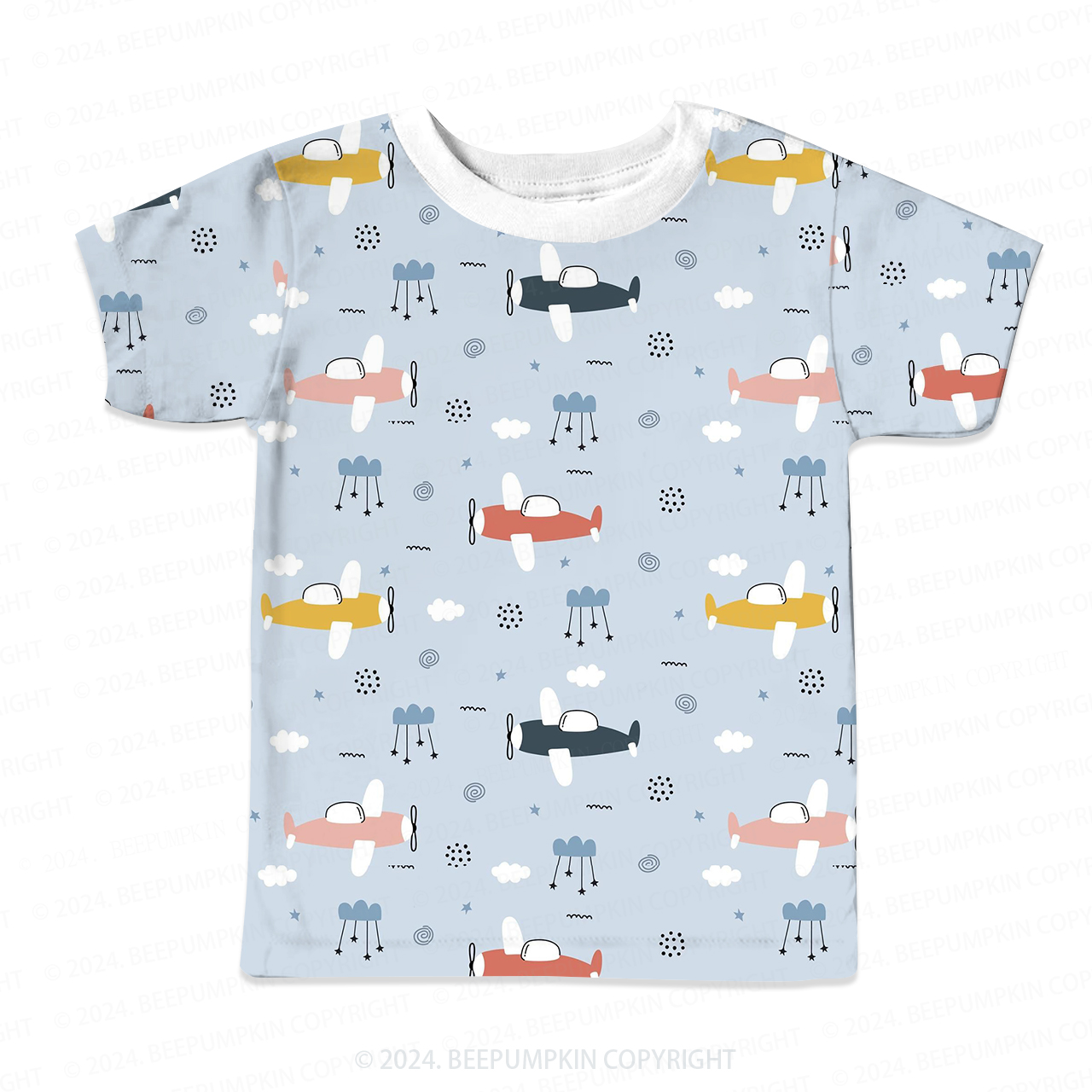 Airplane In Blue Sky All Over Print Kids Tees