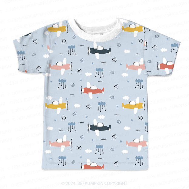 Airplane In Blue Sky All Over Print Kids Tees