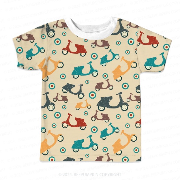 Cartoon Electric Car All Over Print Kids Tees