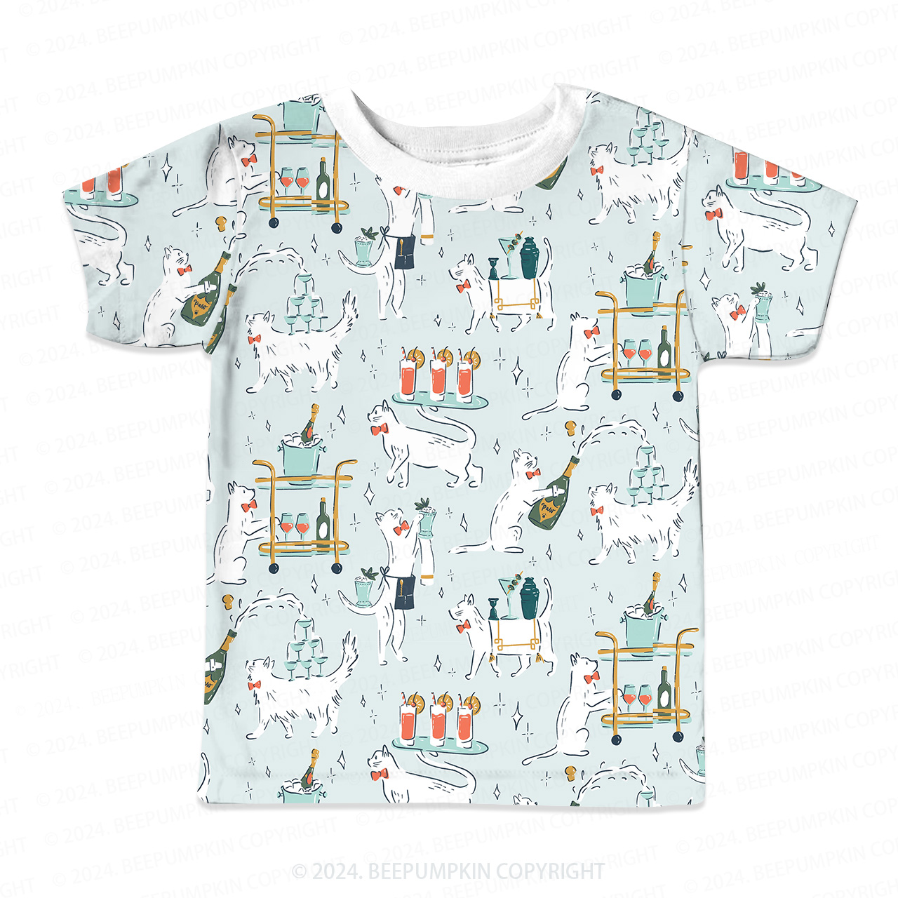 Busy Waiter Cat All Over Print Kids Tees