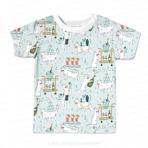 Busy Waiter Cat All Over Print Kids Tees