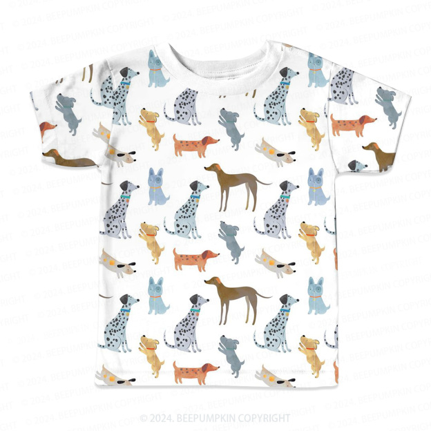 Curious Dog And Cat All Over Print Kids Tees