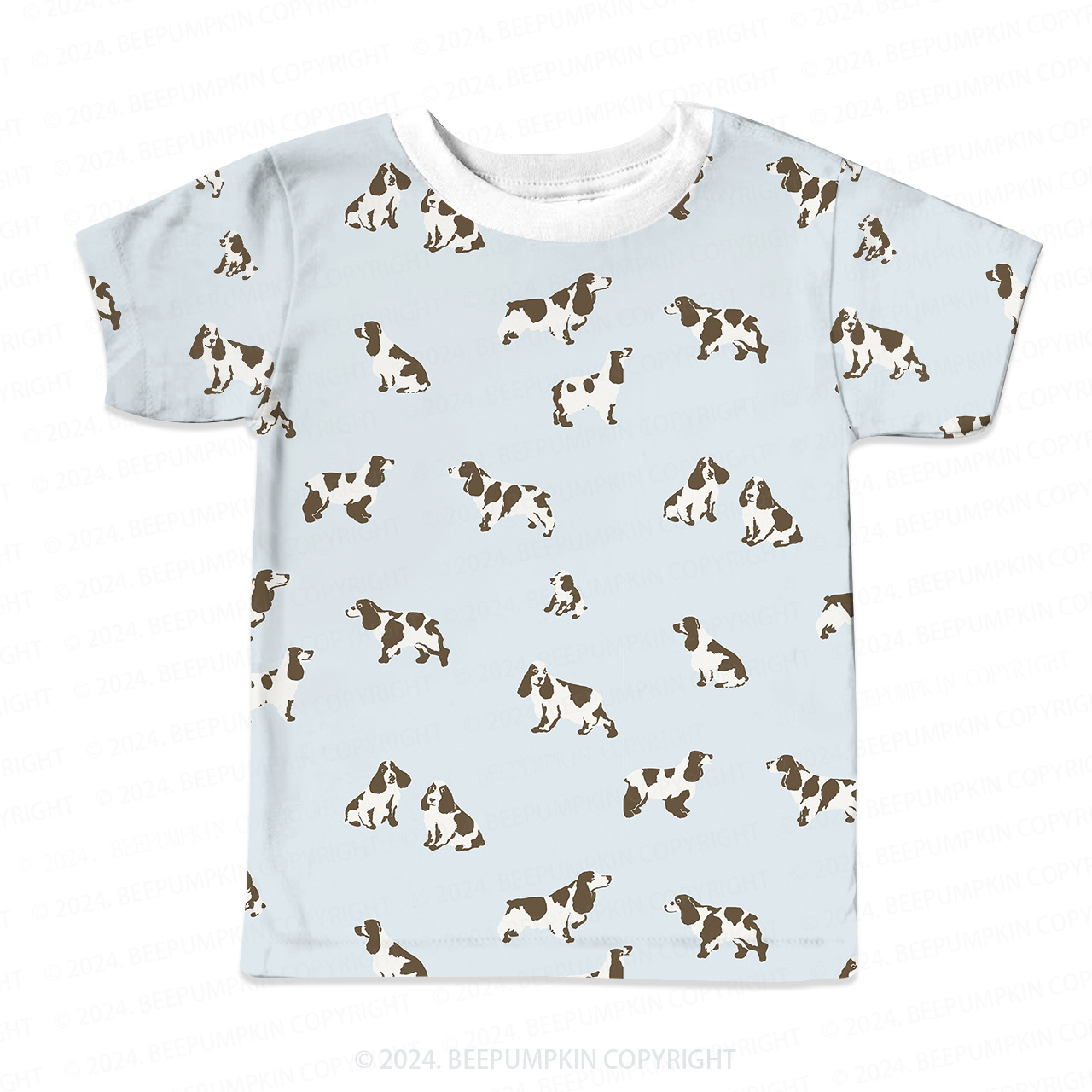 Brown White Dog All Over Print Kids Tees