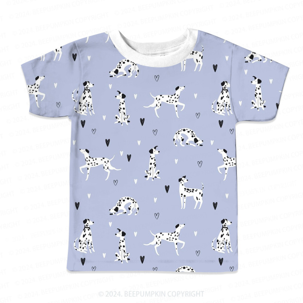 Heart Polka Dot Dog All Over Print Kids Tees