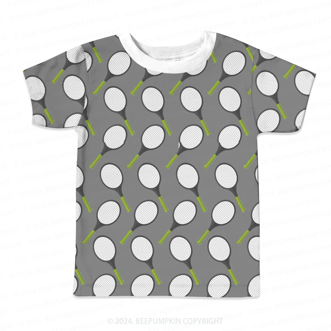Gray Tennis Racket All Over Print Kids Tees