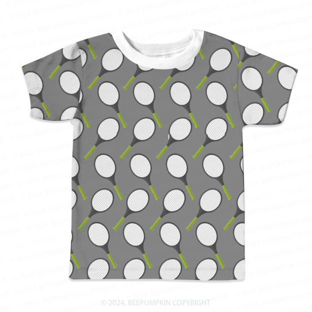 Gray Tennis Racket All Over Print Kids Tees