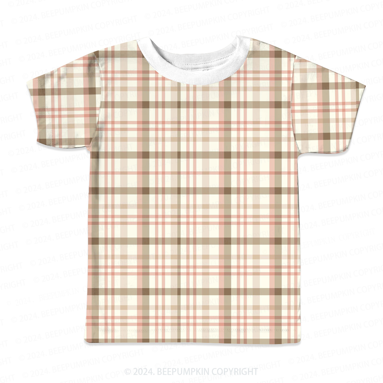 Green Pink Plaid All Over Print Kids Tees