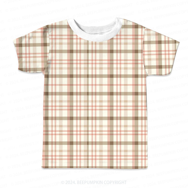 Green Pink Plaid All Over Print Kids Tees