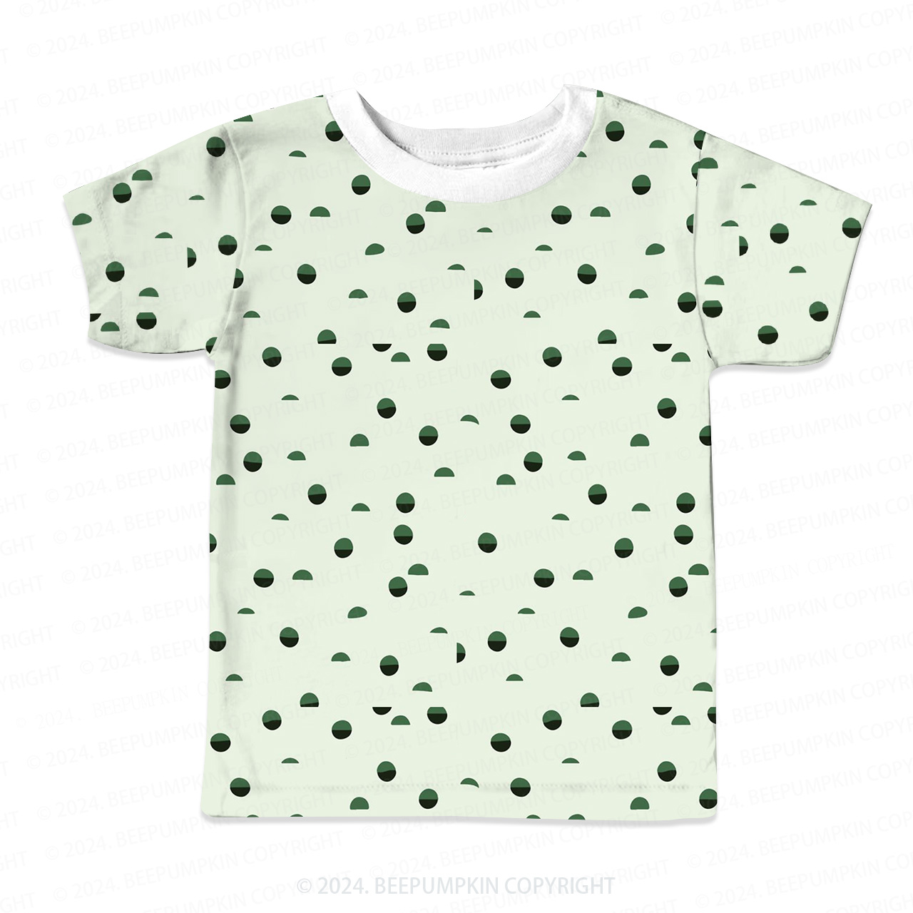 Green Polka Dots All Over Print Kids Tees