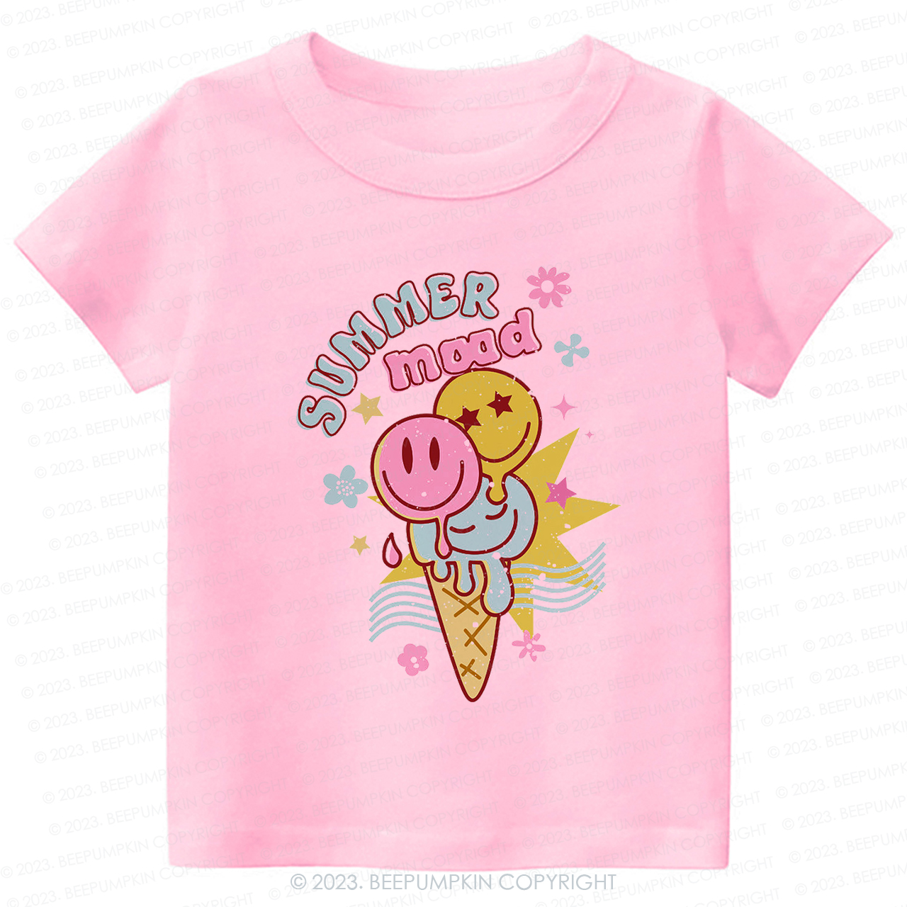  Summer Mood Ice Cream Happy Face Kids Shirt