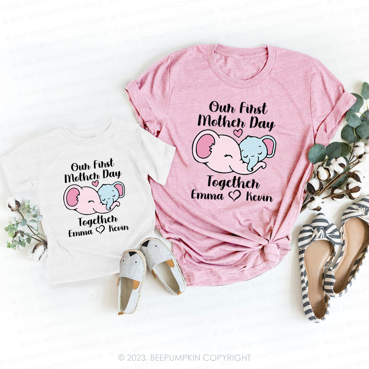 Elephant  Our First Mother's Day T-Shirts For Mom&Me