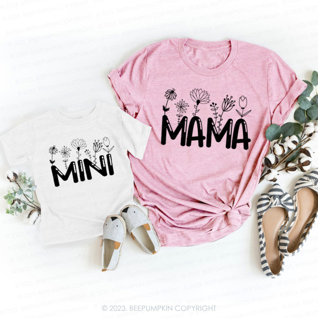 Blooming Flowers  Mama And Mini T-Shirts For Mom&Me
