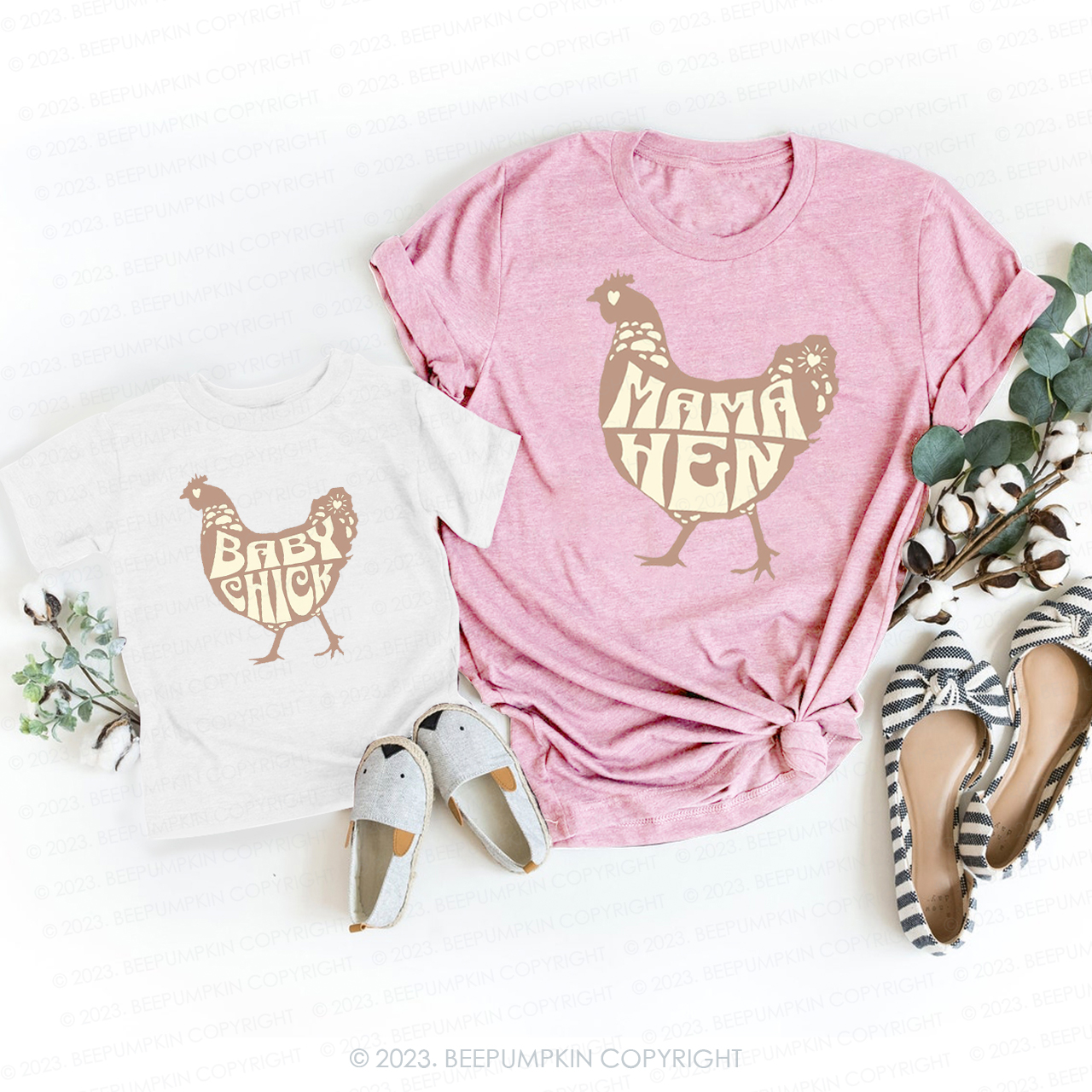 Mama And Mini Chicken T-Shirts For Mom&Me