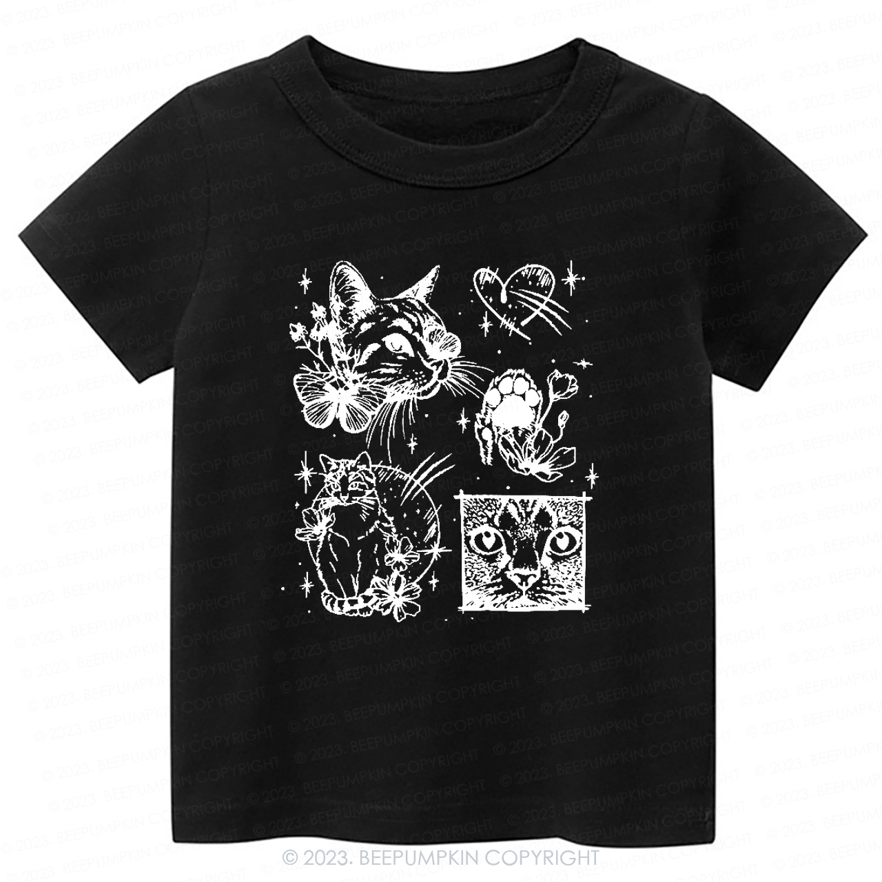 Cats Outlined Kids Retro T-Shirt