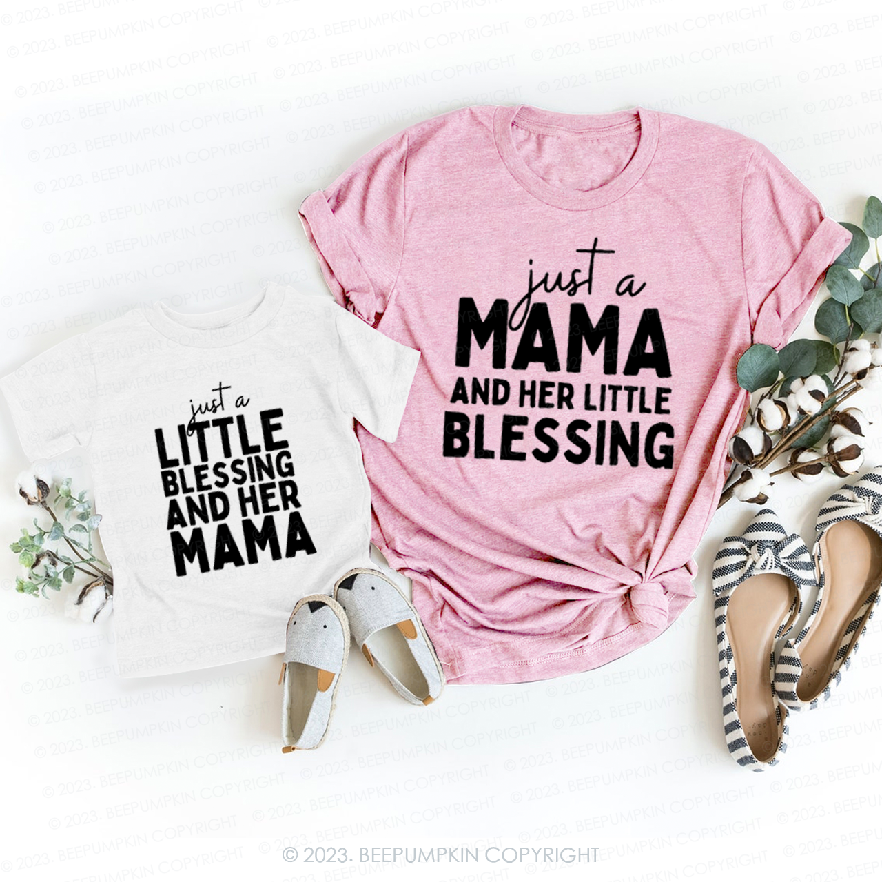  Just A Mama And Little Blessings T-Shirts For Mom&Me