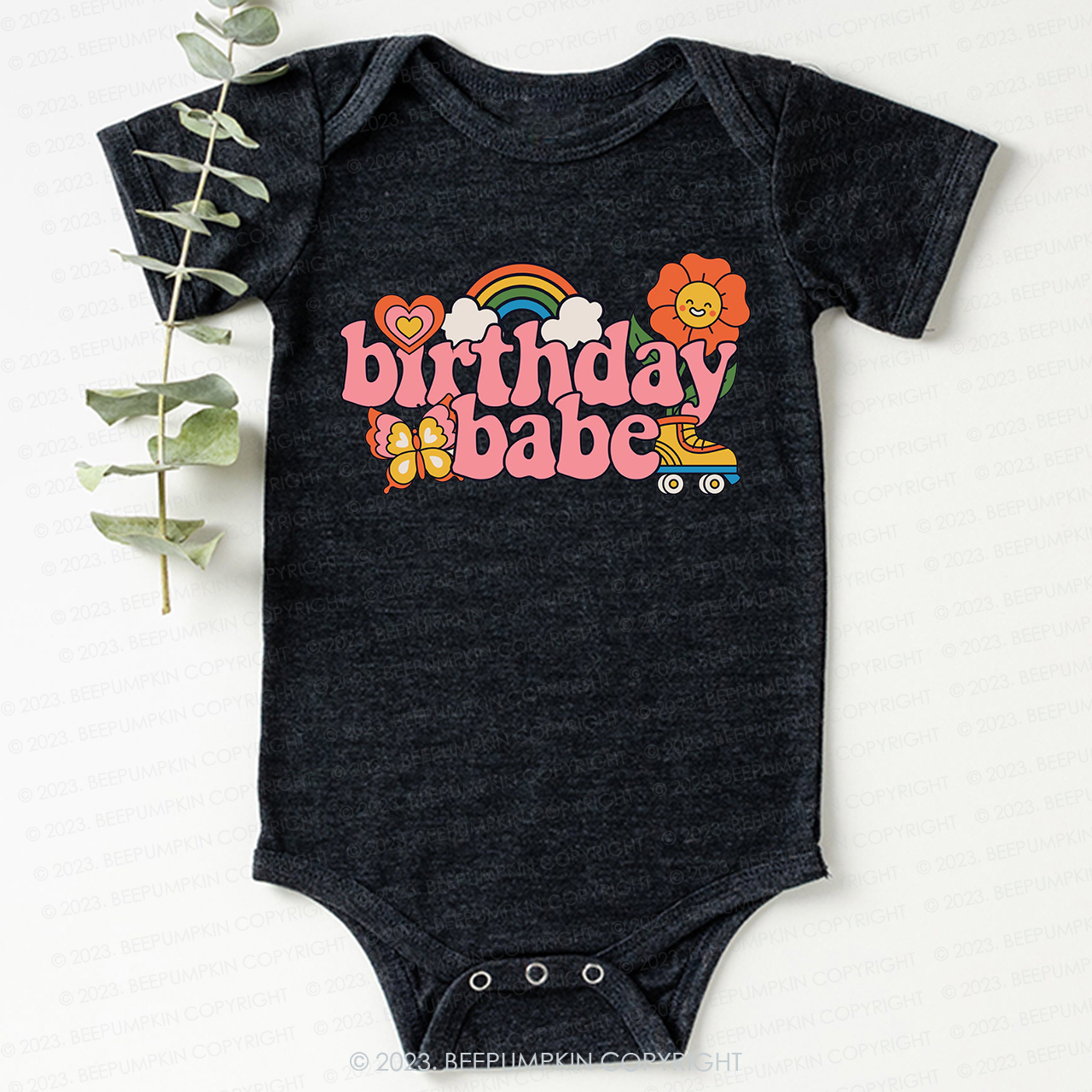 Pink Retro Birthday Babe Bodysuit For Baby
