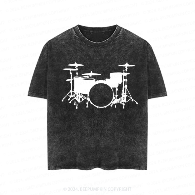  Drumset Music Toddler&Kids Washed Tees         